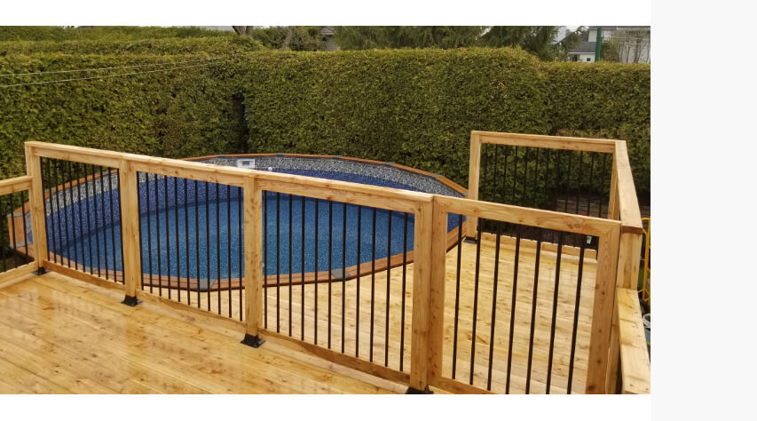 patio en mélèze clôture pour piscine